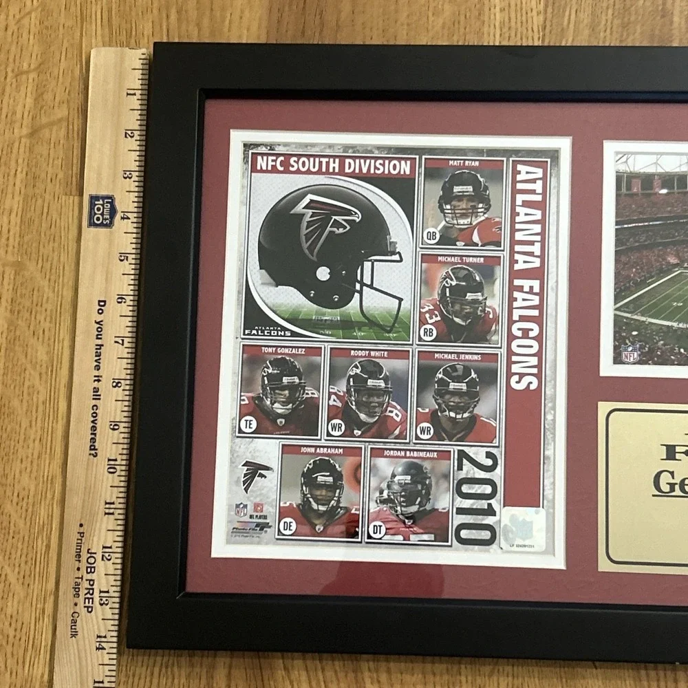 Vtg Atlanta Falcons  NFC 2010 Georgia Dome Field Turf Framed Wall Hanging Plaque